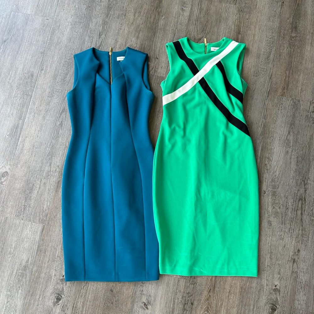 Lot of 2 Calvin Klein Pencil Dress - Green / Blue - Size 4